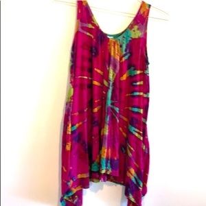 Boutique Tie Dye Asymmetrical Blouse
